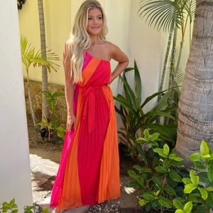 These Three Boutique One Shoulder Colorblock Maxi